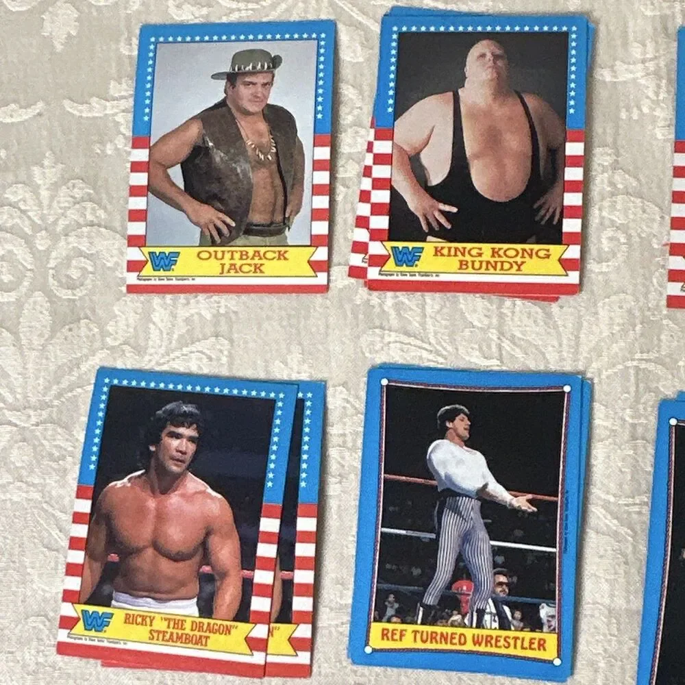 Vintage 1987 Topps WWF Wrestling Card Lot - 36 Cards incl. Bret Hart Rookie #1